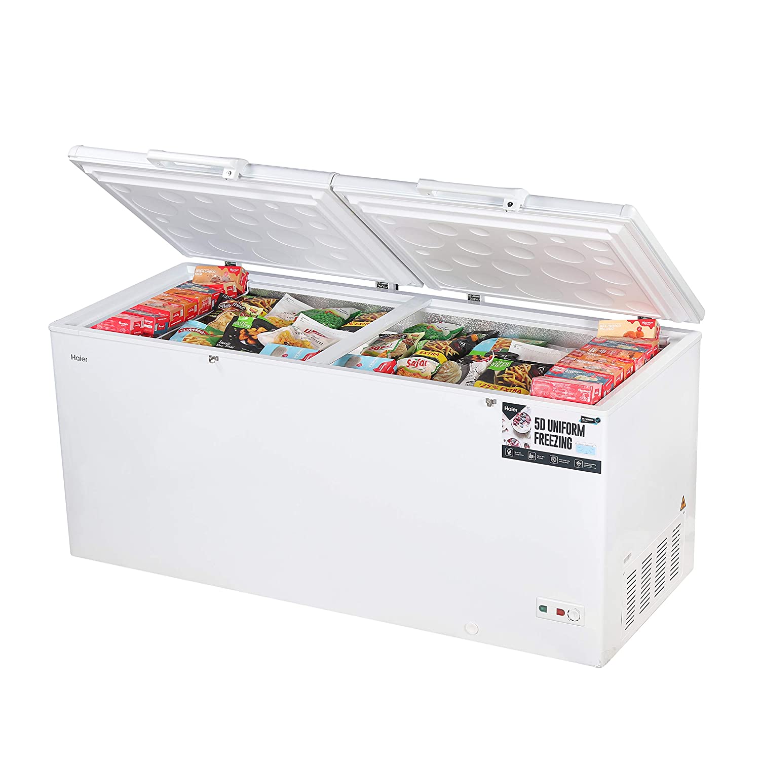 HAIER HFC-588DM5 524L DEEP FREEZER HARD TOP, WHITE, DOUBLE DOOR, 5 STAR