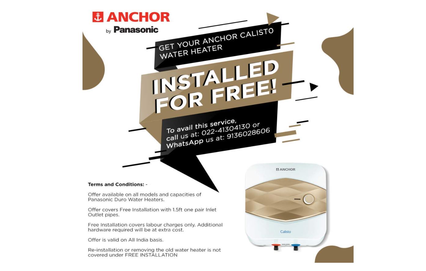 ANCHOR by Panasonic Calisto 25L Water Heater (White and Pink)