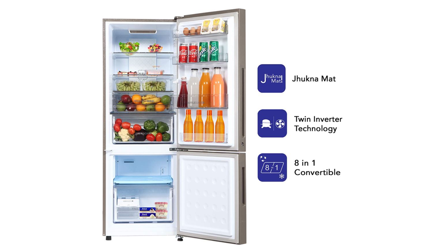 Haier 256 L 3 Star Inverter Frost-Free Double Door Refrigerator (HRB-2764PMG-E, Mirror glass,Convert
