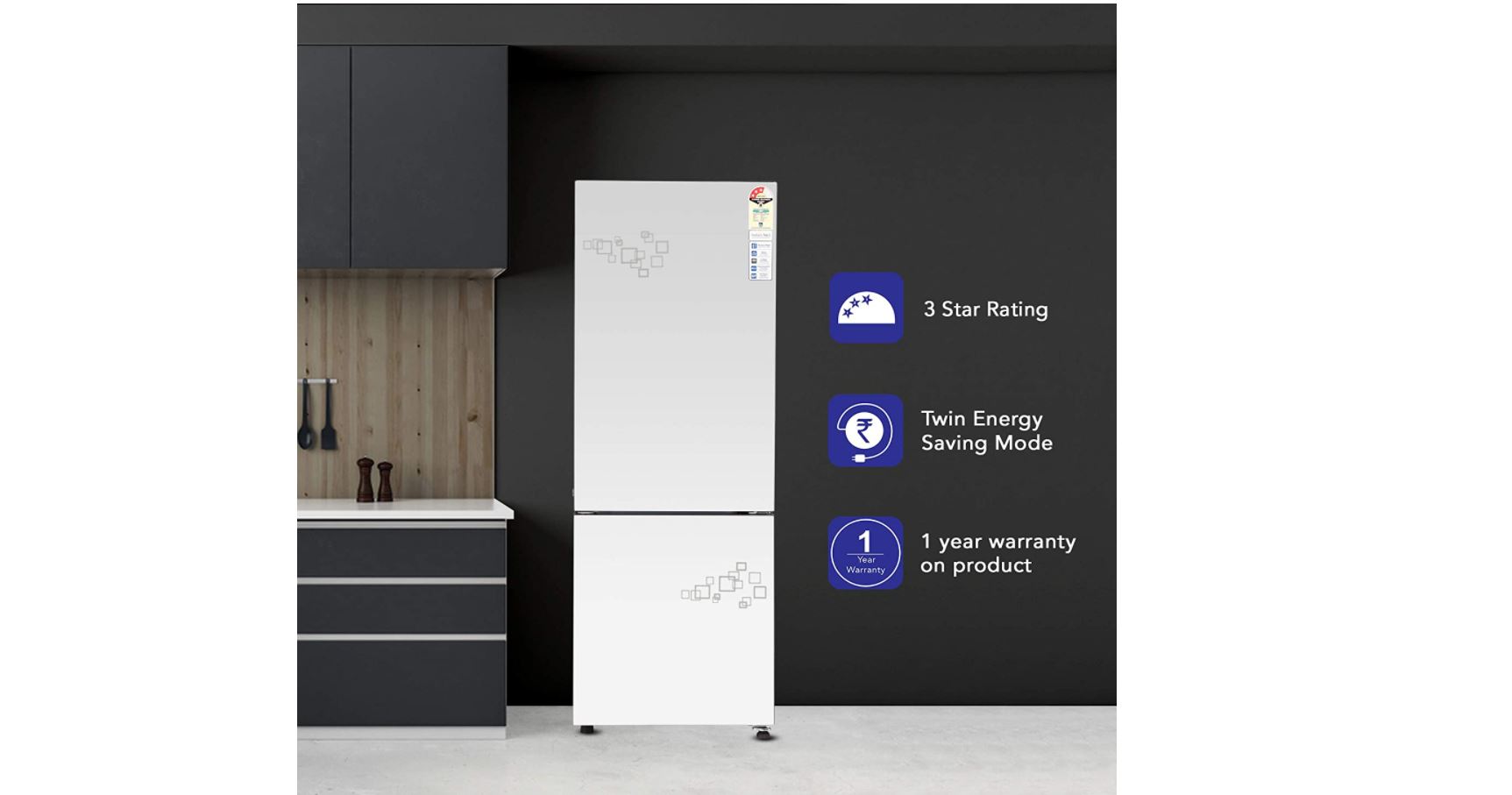 Haier 256 L 3 Star Inverter Frost-Free Double Door Refrigerator (HRB-2764PMG-E, Mirror glass,Convert