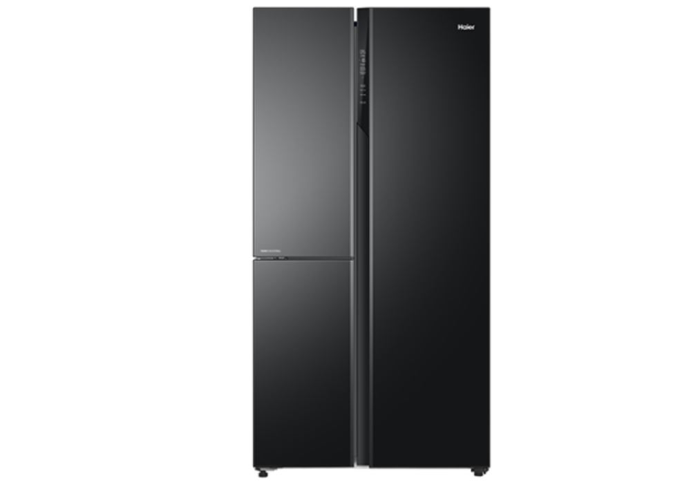 HAIER HRT-683KG 3 DOOR SIDE BY SIDE CONVERTIBLE, 628 LTR, BLACK GLASS