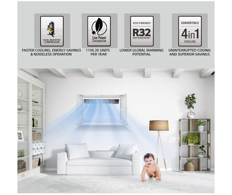 LG WINDOW AC PW-Q18WUZA, 1.5 TON 5 STAR DUAL INVERTER, COPPER, R-32